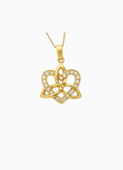 14k Gold Vermeil Trinity Heart Pendant with Ethical Cubic Zirconia